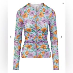 Veronica beard Myrna ruched blue lake top size 8